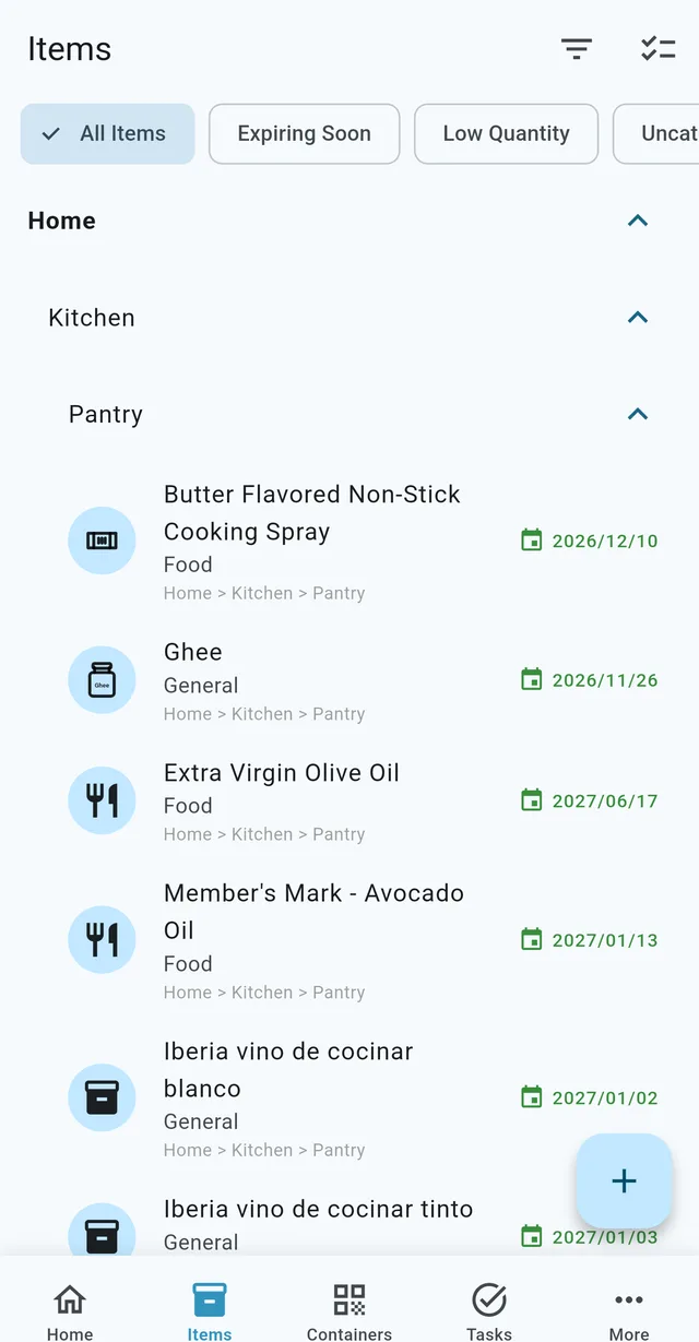 Tidy Mind item catalog